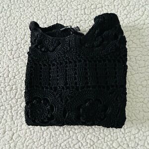 Moda International Charcoal Crochet Knit Top